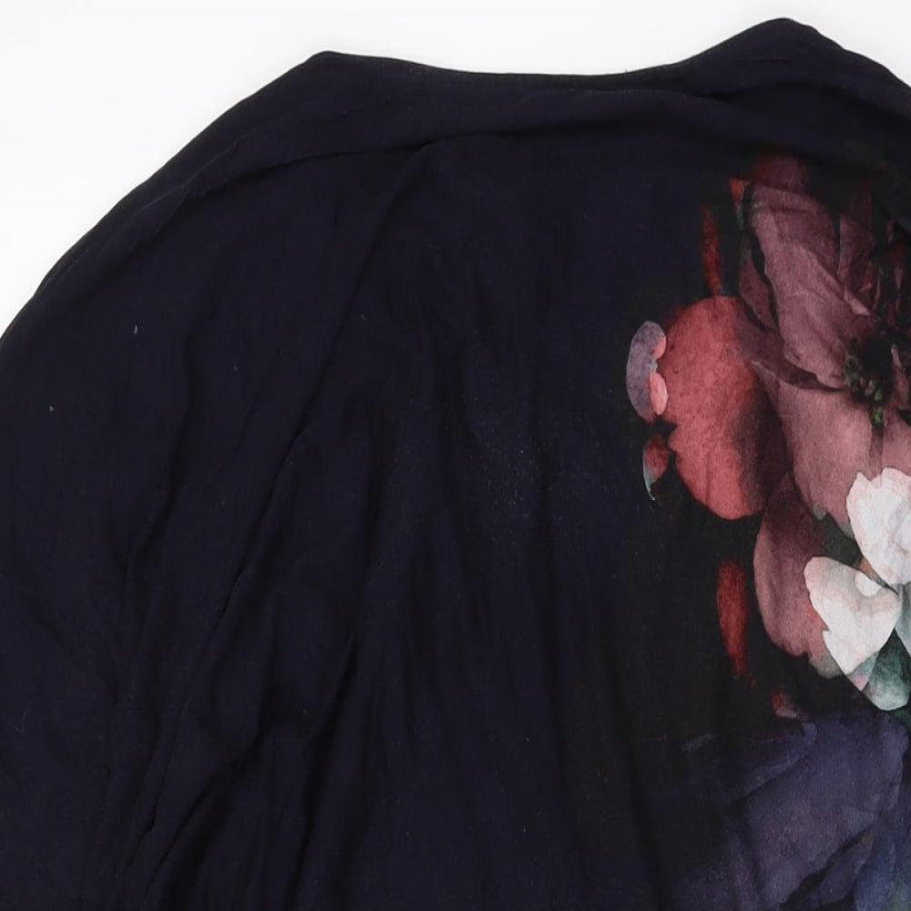 Phase Eight Womens Black Floral Polyester Tunic Blouse Size 14 Round Neck