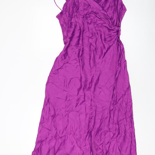 Zara Womens Purple Polyester A-Line Size XL V-Neck Zip