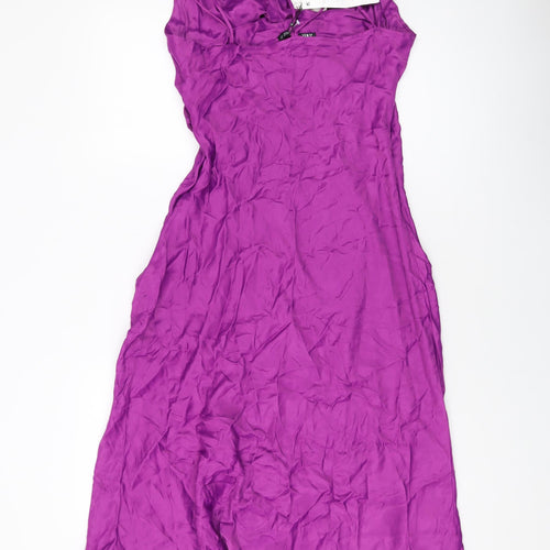 Zara Womens Purple Polyester A-Line Size XL V-Neck Zip