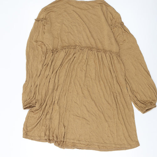 Boohoo Womens Brown Viscose A-Line Size 16 Round Neck Pullover