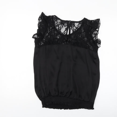 New Look Womens Black Polyester Basic Blouse Size 14 Round Neck