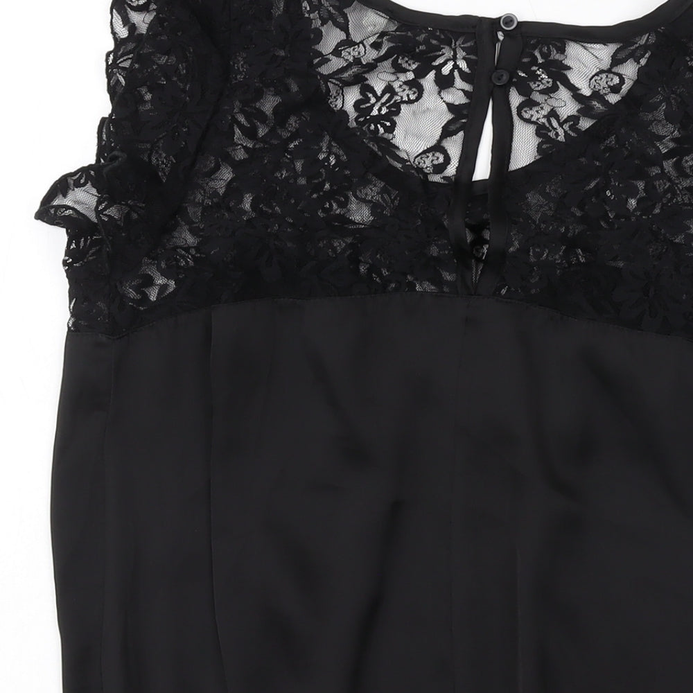 New Look Womens Black Polyester Basic Blouse Size 14 Round Neck