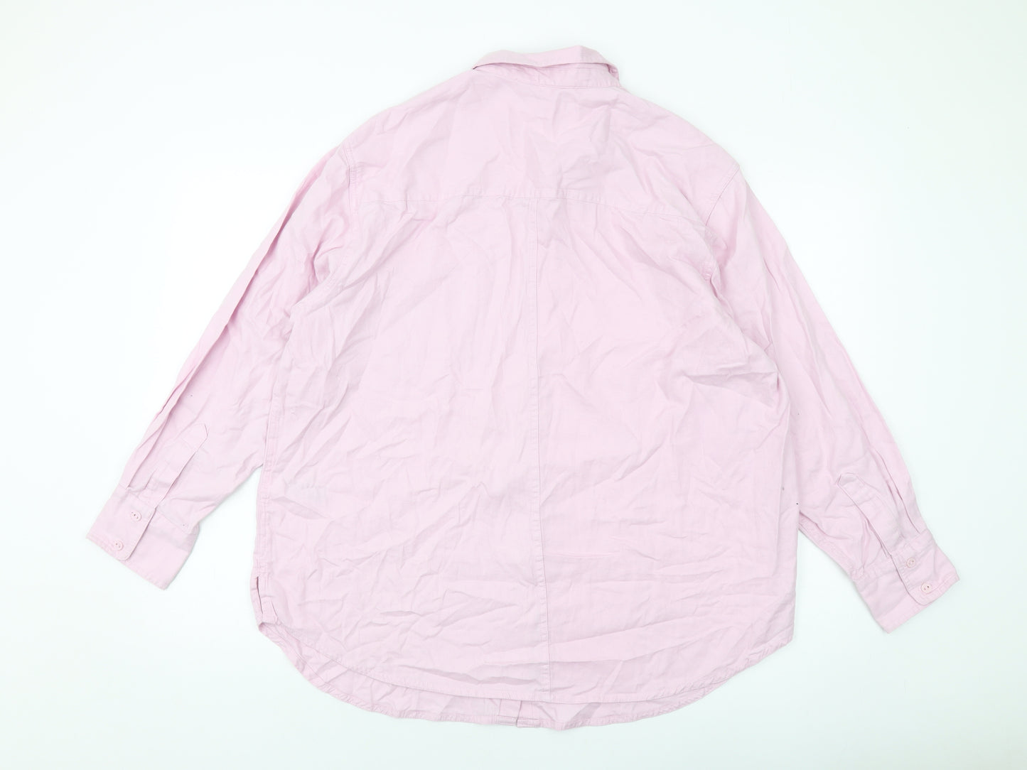 Marks and Spencer Womens Purple Cotton Basic Button-Up Size 18 Collared
