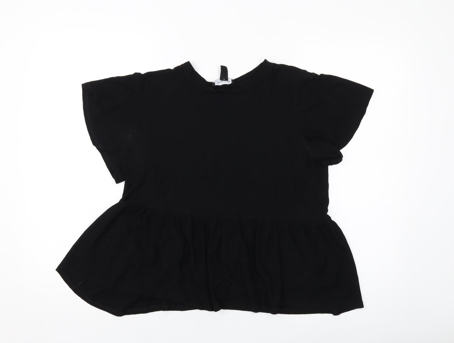 New Look Womens Black Viscose Basic Blouse Size 10 Round Neck