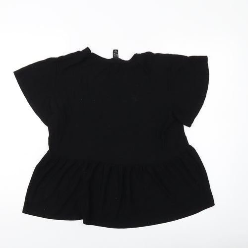 New Look Womens Black Viscose Basic Blouse Size 10 Round Neck