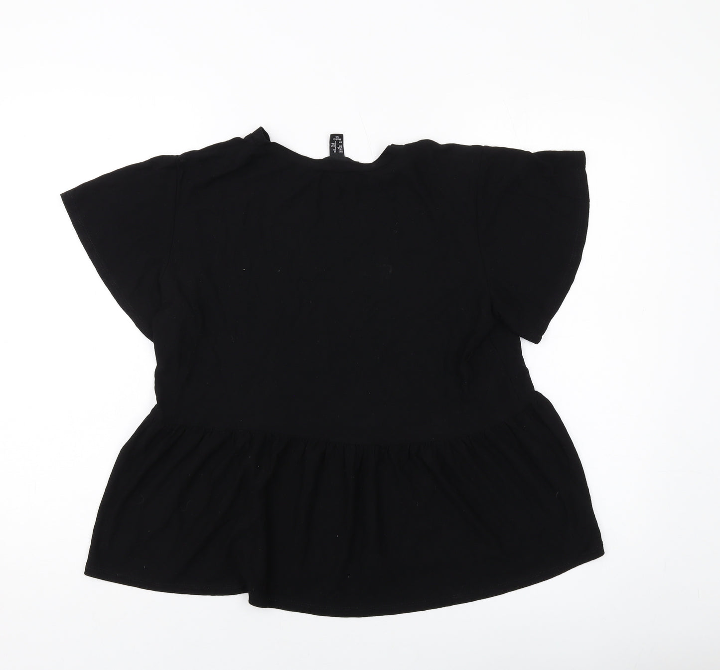 New Look Womens Black Viscose Basic Blouse Size 10 Round Neck