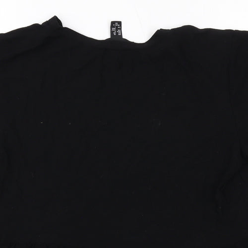 New Look Womens Black Viscose Basic Blouse Size 10 Round Neck