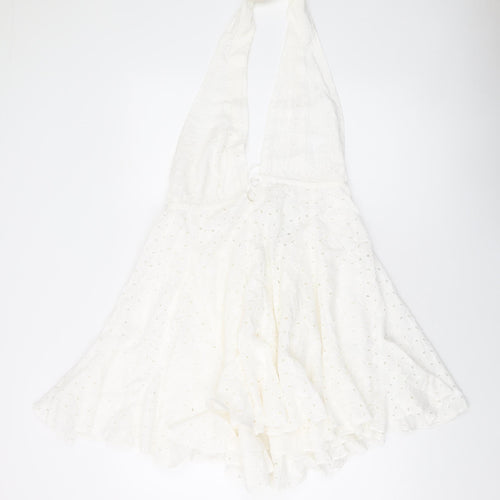 Zara Womens Ivory Cotton A-Line Size L Halter Pullover