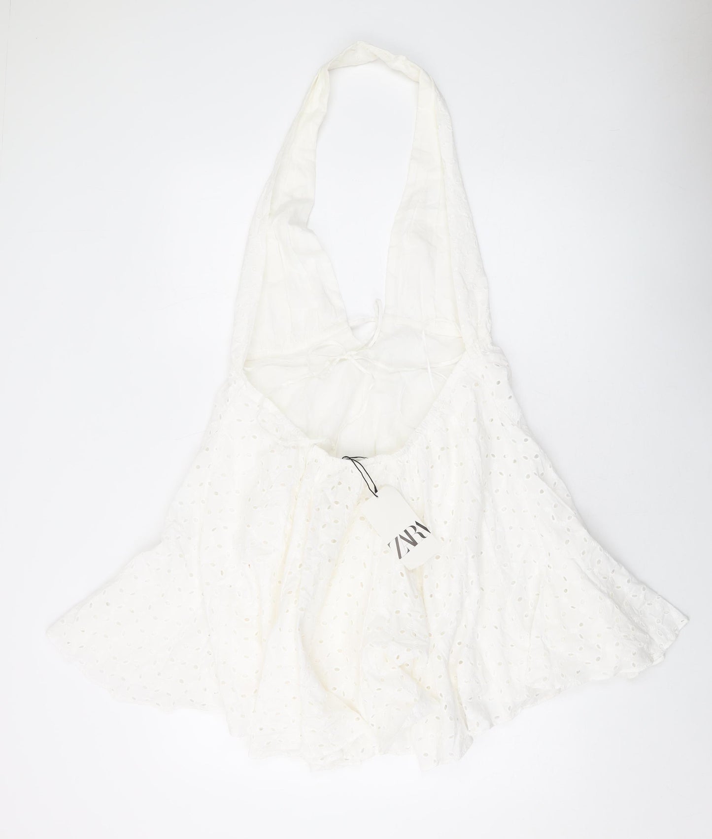 Zara Womens Ivory Cotton A-Line Size L Halter Pullover