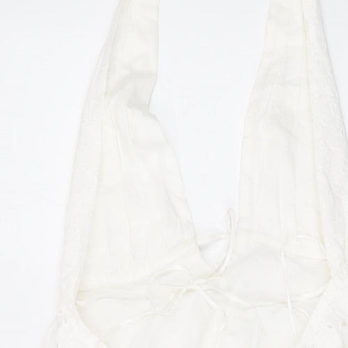 Zara Womens Ivory Cotton A-Line Size L Halter Pullover