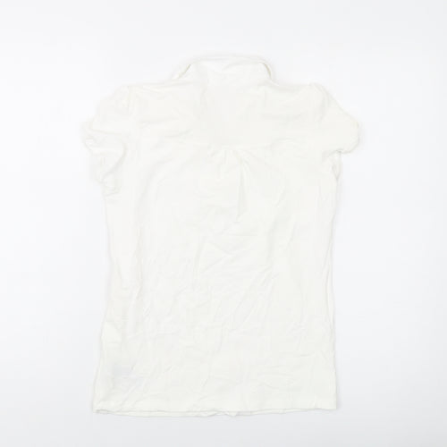 Marks and Spencer Girls Ivory Cotton Basic T-Shirt Size 11-12 Years Collared Button