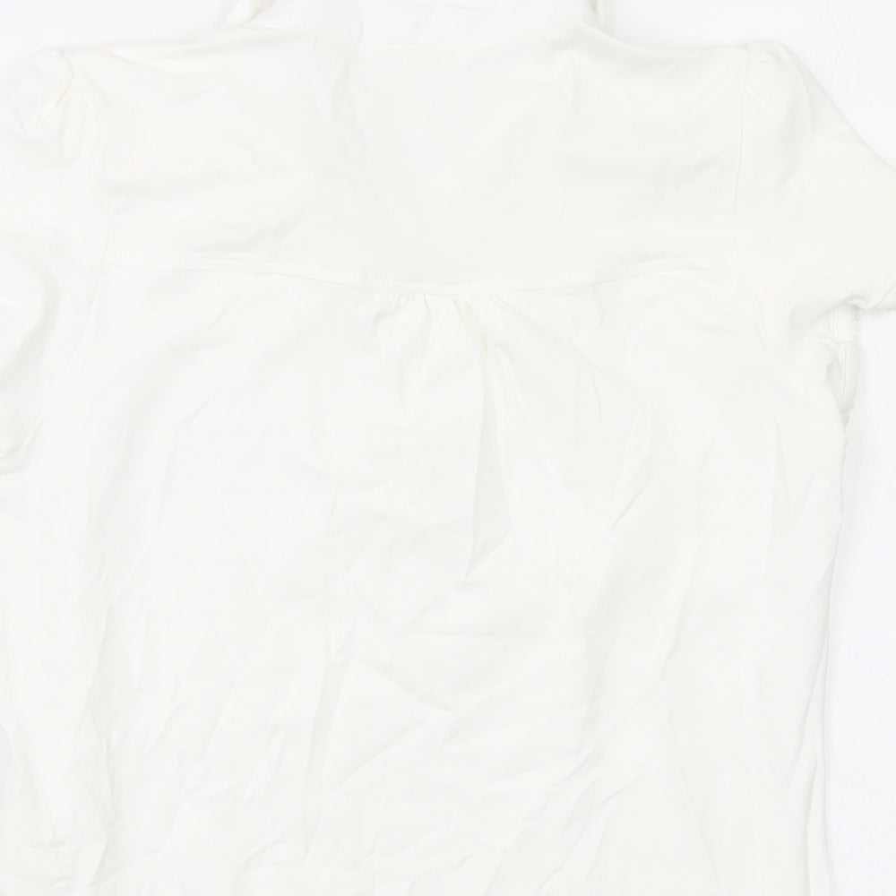 Marks and Spencer Girls Ivory Cotton Basic T-Shirt Size 11-12 Years Collared Button