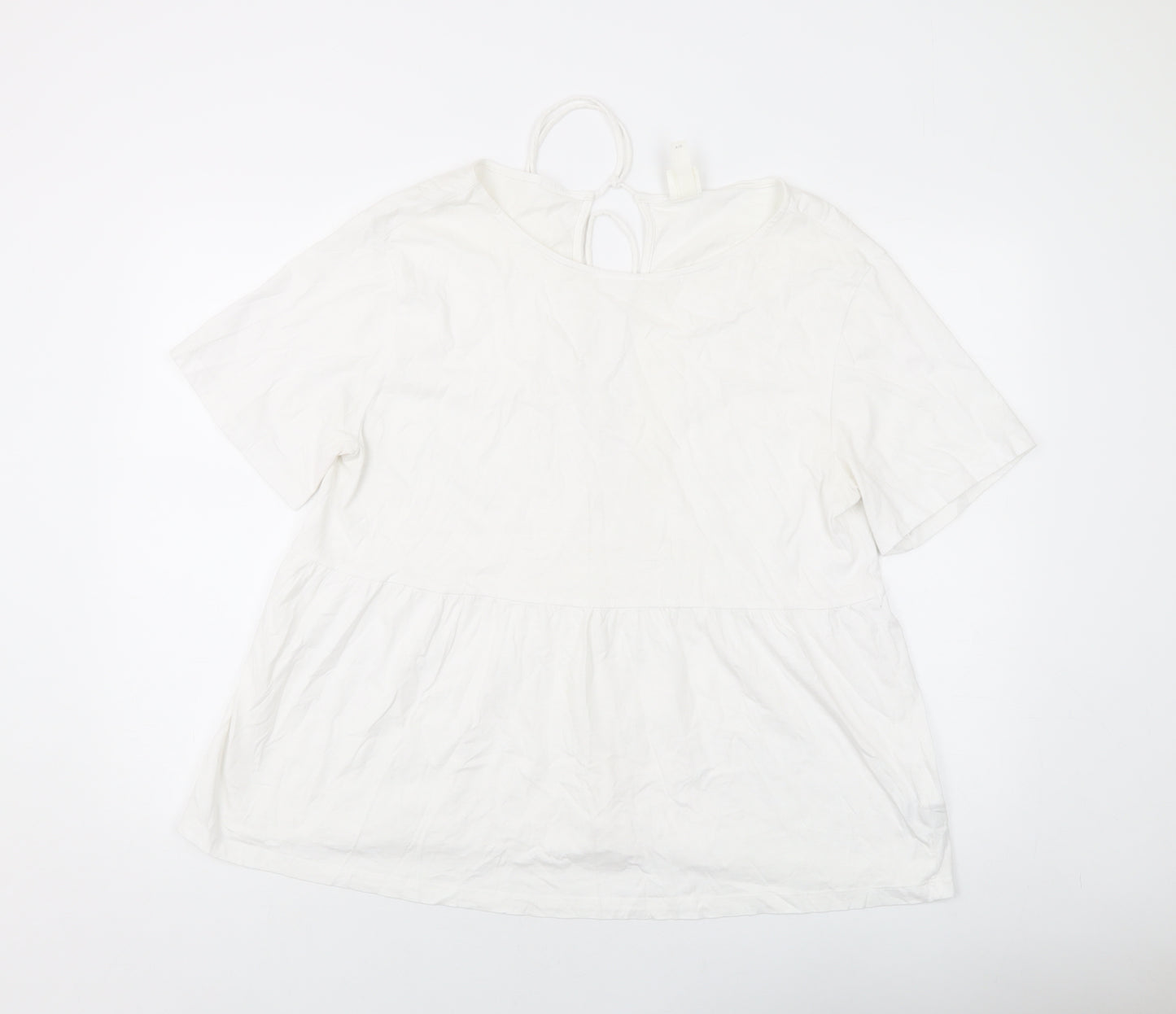 H&M Womens White Cotton Basic T-Shirt Size L Round Neck