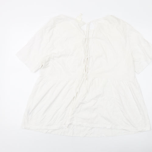 H&M Womens White Cotton Basic T-Shirt Size L Round Neck