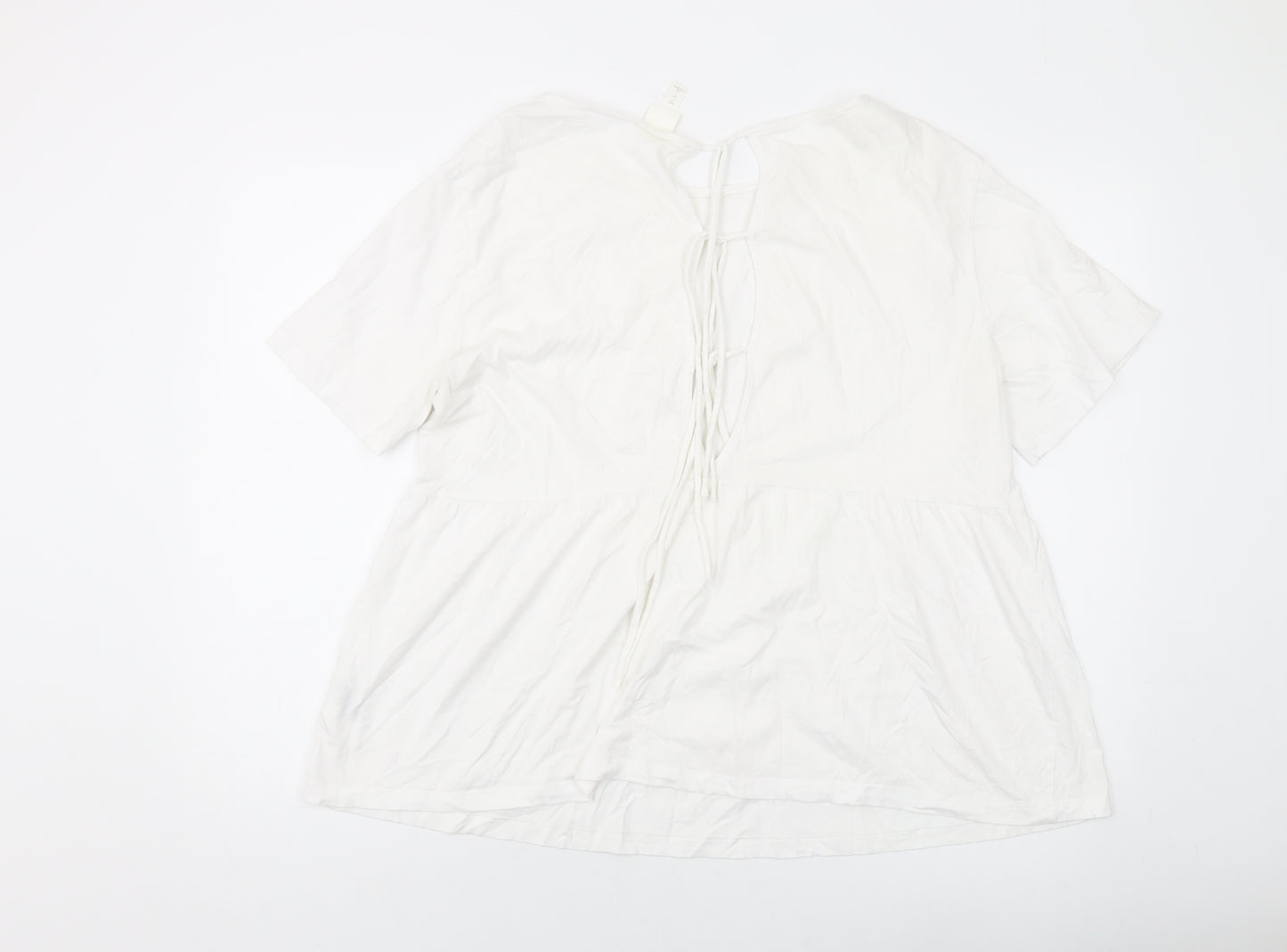 H&M Womens White Cotton Basic T-Shirt Size L Round Neck