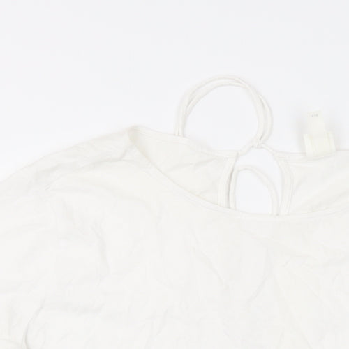 H&M Womens White Cotton Basic T-Shirt Size L Round Neck