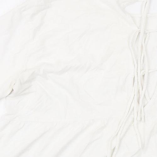 H&M Womens White Cotton Basic T-Shirt Size L Round Neck