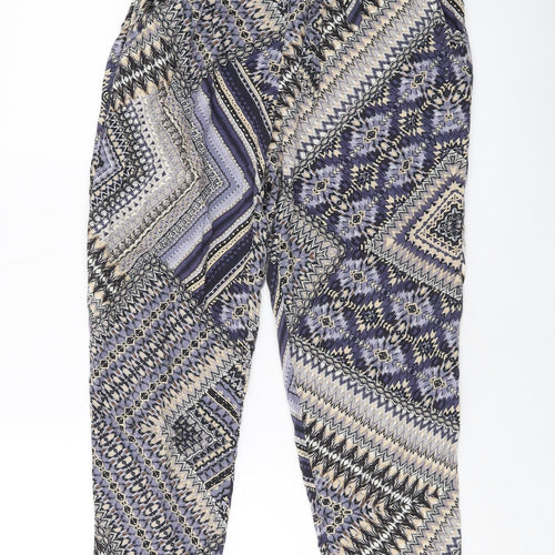 Wallis Womens Multicoloured Geometric Viscose Trousers Size 10 L25 in Regular