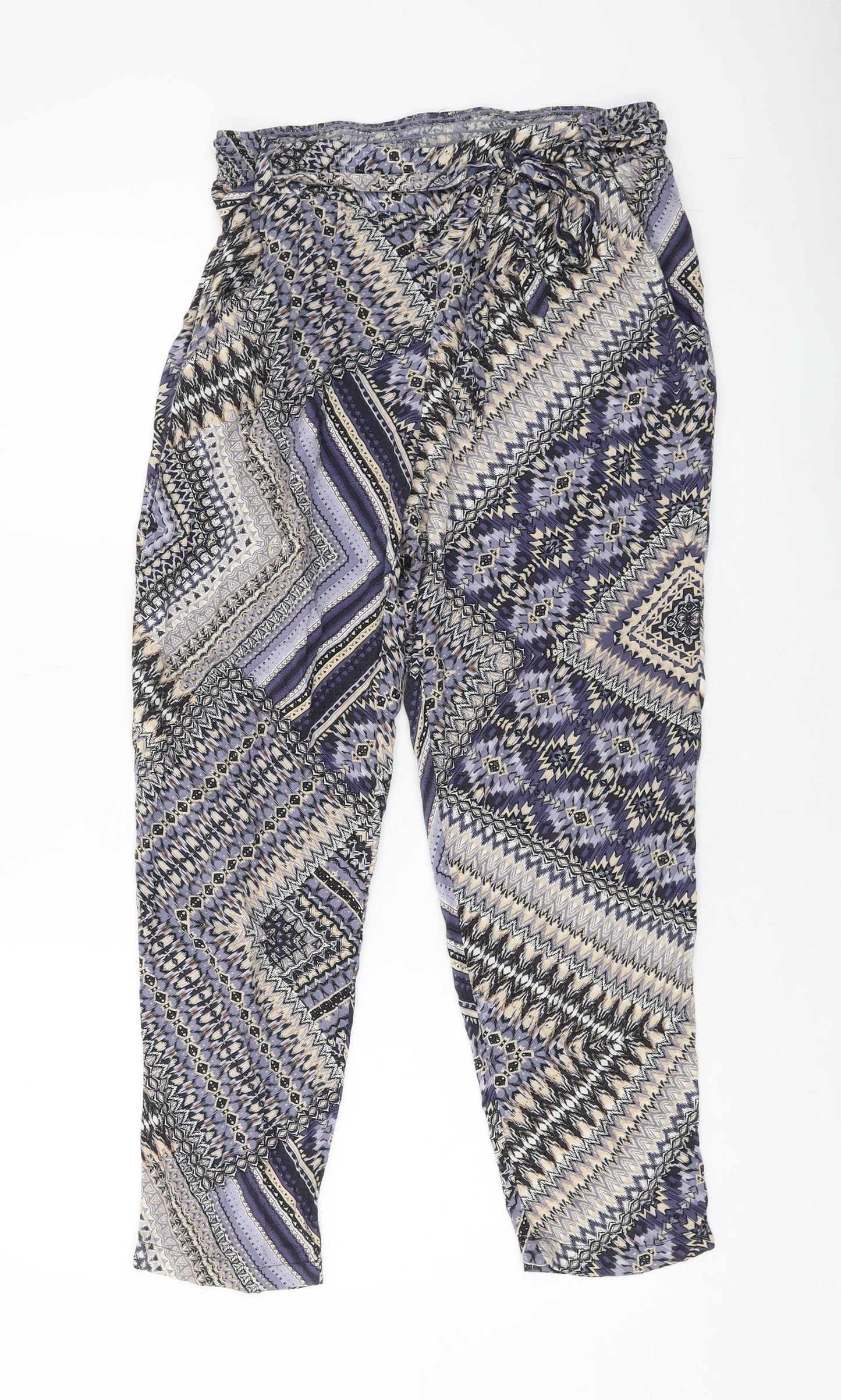 Wallis Womens Multicoloured Geometric Viscose Trousers Size 10 L25 in Regular