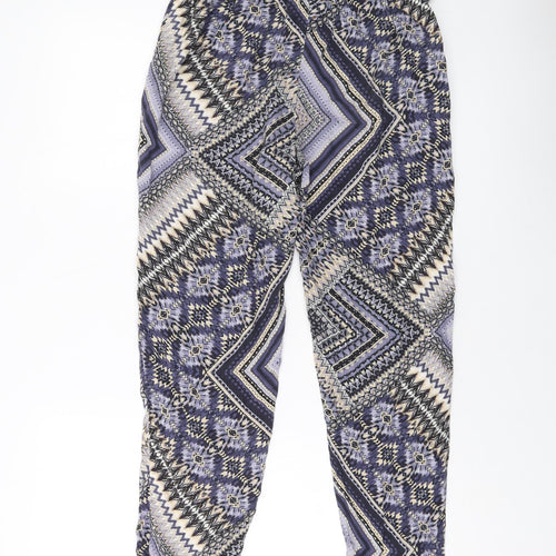 Wallis Womens Multicoloured Geometric Viscose Trousers Size 10 L25 in Regular