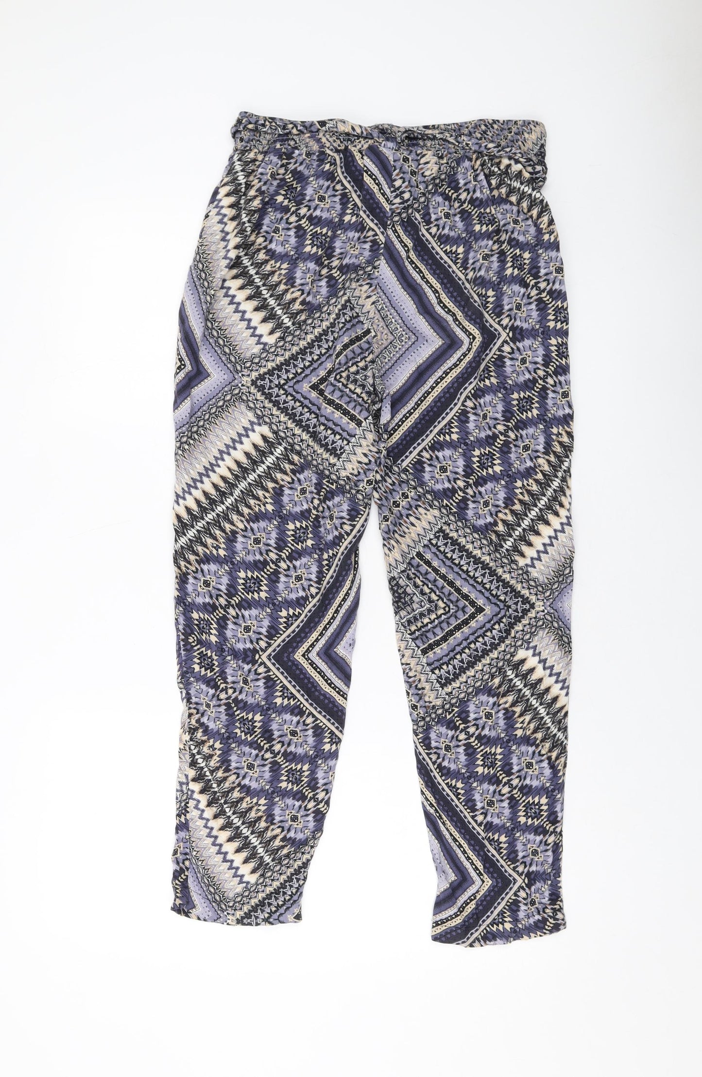 Wallis Womens Multicoloured Geometric Viscose Trousers Size 10 L25 in Regular