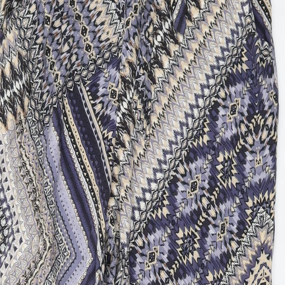 Wallis Womens Multicoloured Geometric Viscose Trousers Size 10 L25 in Regular