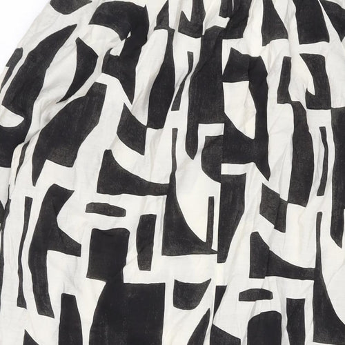 H&M Womens Black Geometric Viscose A-Line Size S Square Neck Pullover