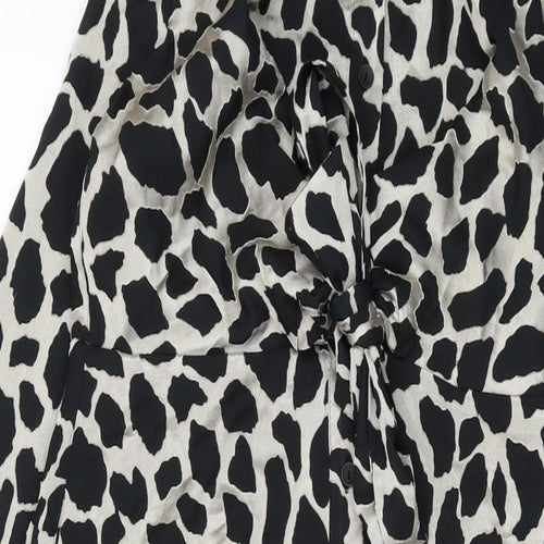 Mint Velvet Womens Beige Animal Print Polyester A-Line Size 10 Collared Button