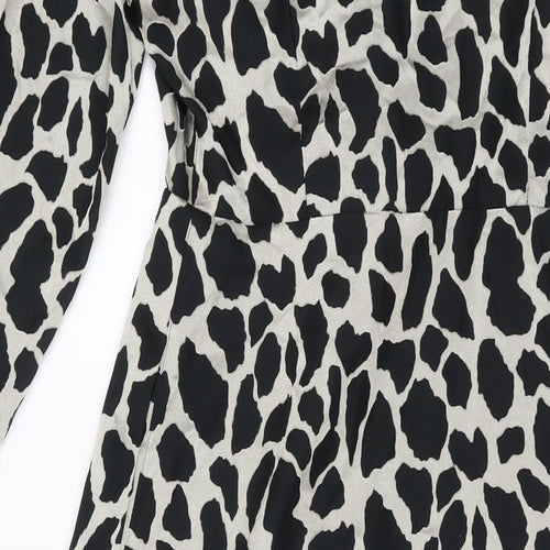 Mint Velvet Womens Beige Animal Print Polyester A-Line Size 10 Collared Button