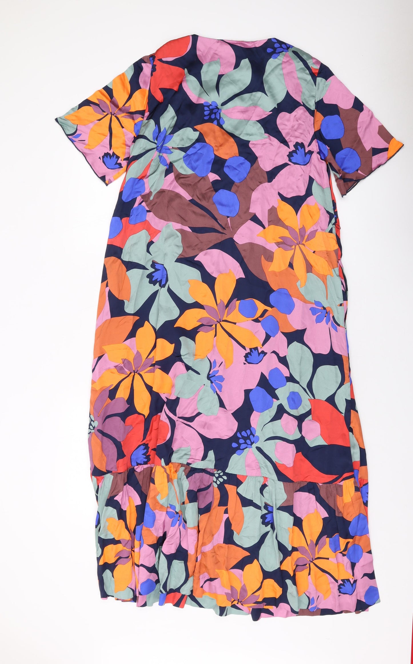 Jaeger Womens Multicoloured Geometric Viscose Maxi Size 10 V-Neck Pullover