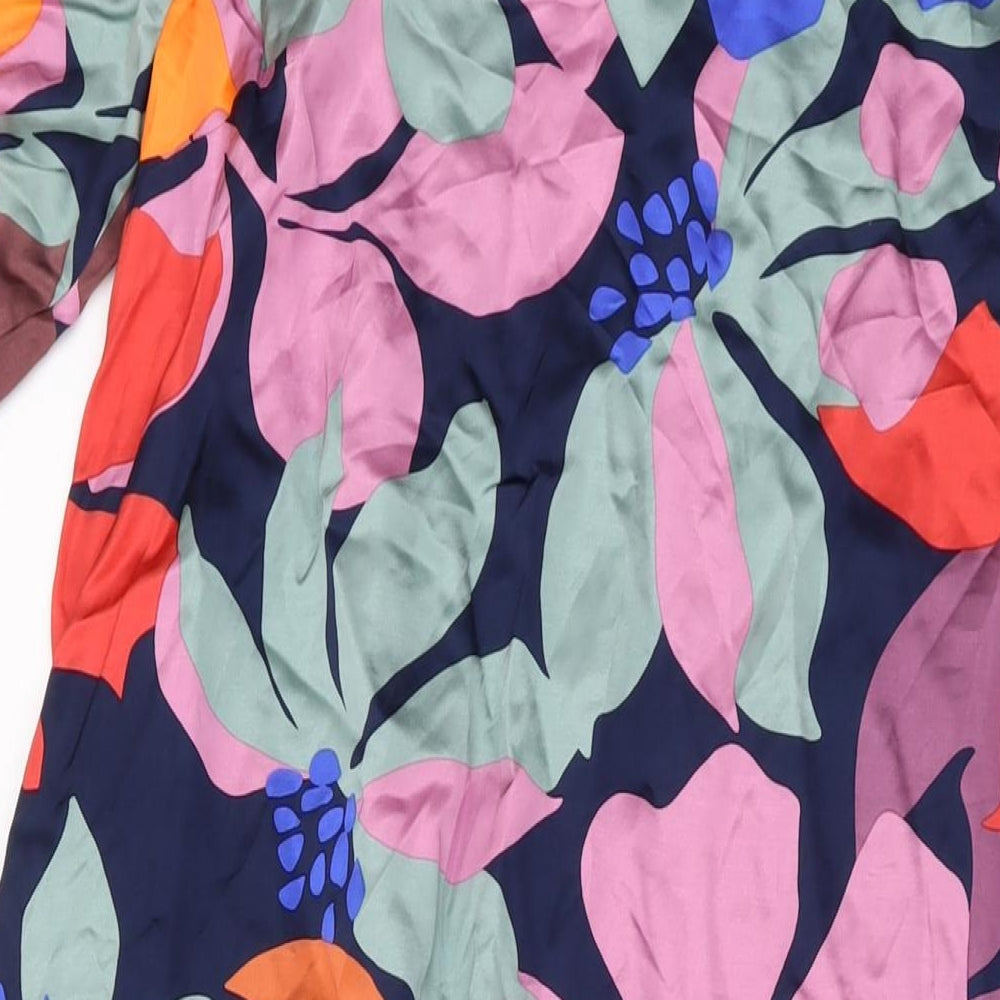 Jaeger Womens Multicoloured Geometric Viscose Maxi Size 10 V-Neck Pullover