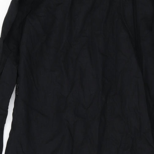 Marks and Spencer Womens Black Linen A-Line Size 12 Collared Button