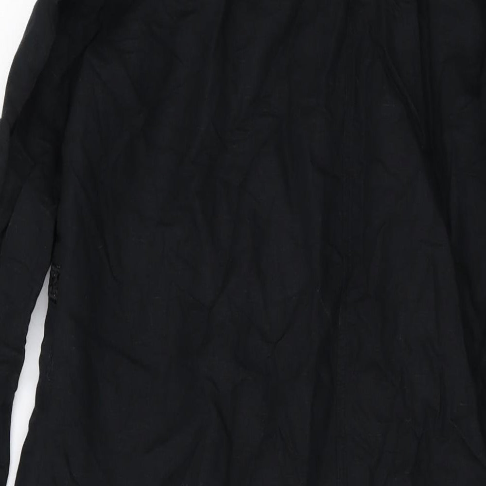 Marks and Spencer Womens Black Linen A-Line Size 12 Collared Button