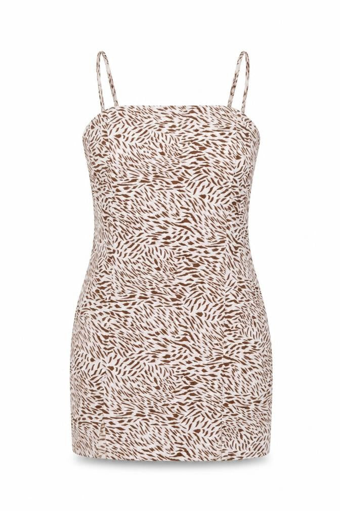 Front view of Motel Rocks women’s pink animal print cotton basic tank, size M, square neck