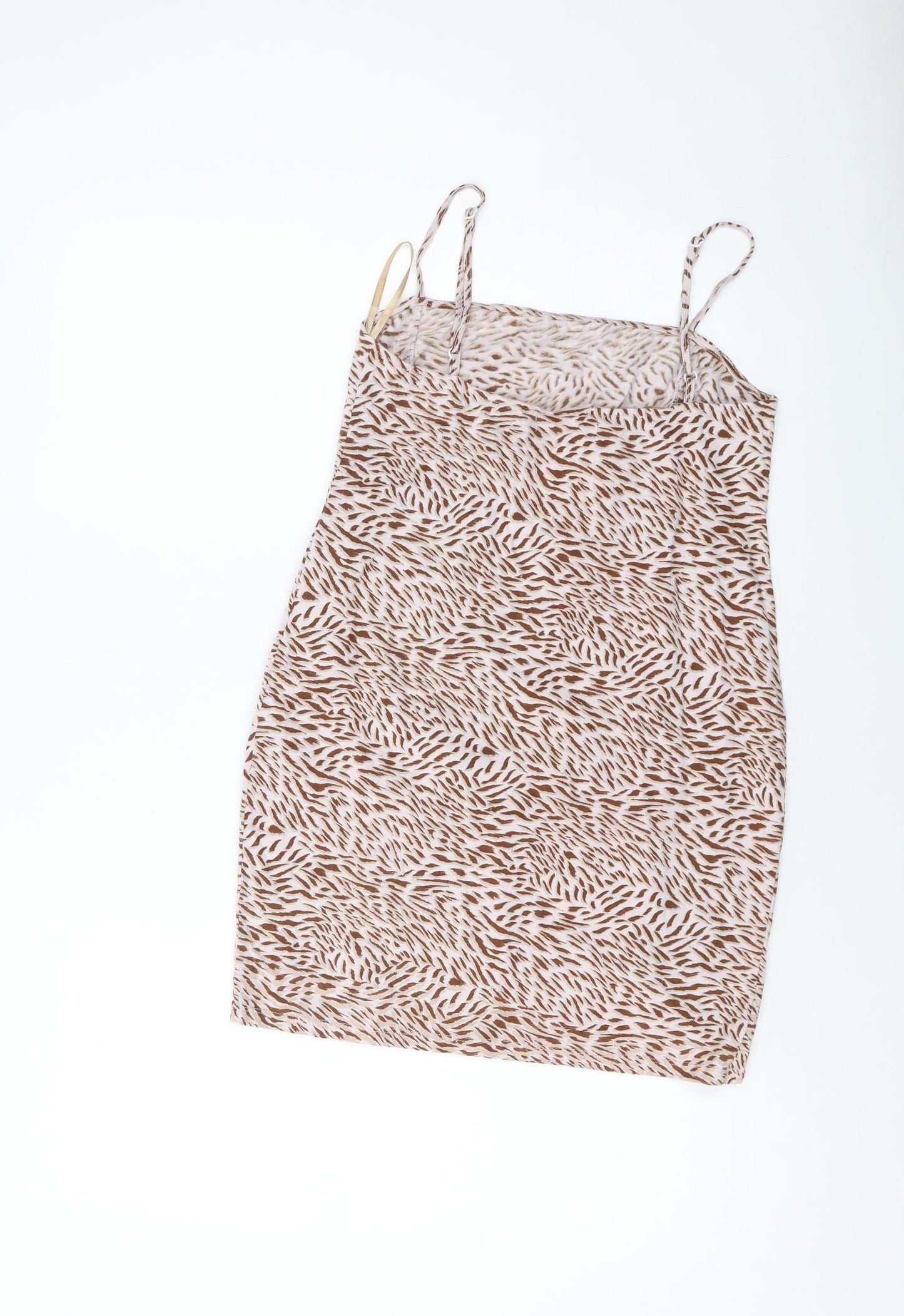 Motel Womens Pink Animal Print Cotton Basic Tank Size M Square Neck
