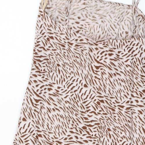 Motel Womens Pink Animal Print Cotton Basic Tank Size M Square Neck