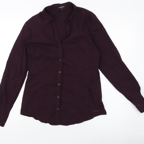 MORE & MORE Womens Purple Cotton Basic Button-Up Size 12 Collared