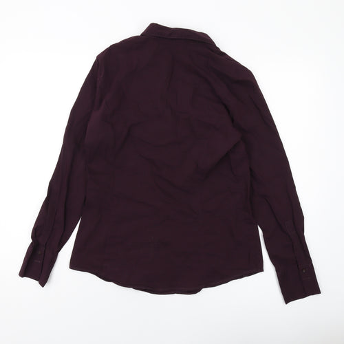 MORE & MORE Womens Purple Cotton Basic Button-Up Size 12 Collared