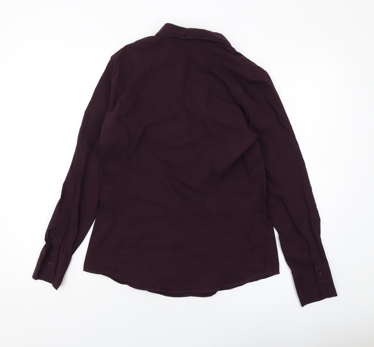 MORE & MORE Womens Purple Cotton Basic Button-Up Size 12 Collared