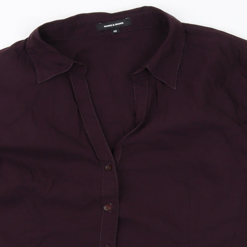 MORE & MORE Womens Purple Cotton Basic Button-Up Size 12 Collared