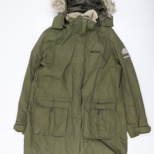 Regatta Womens Green Parka Coat Size 18 Zip