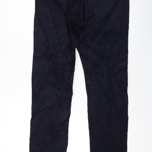 Garfield & Marks Mens Blue Cotton Trousers Size 32 in L29 in Regular Button