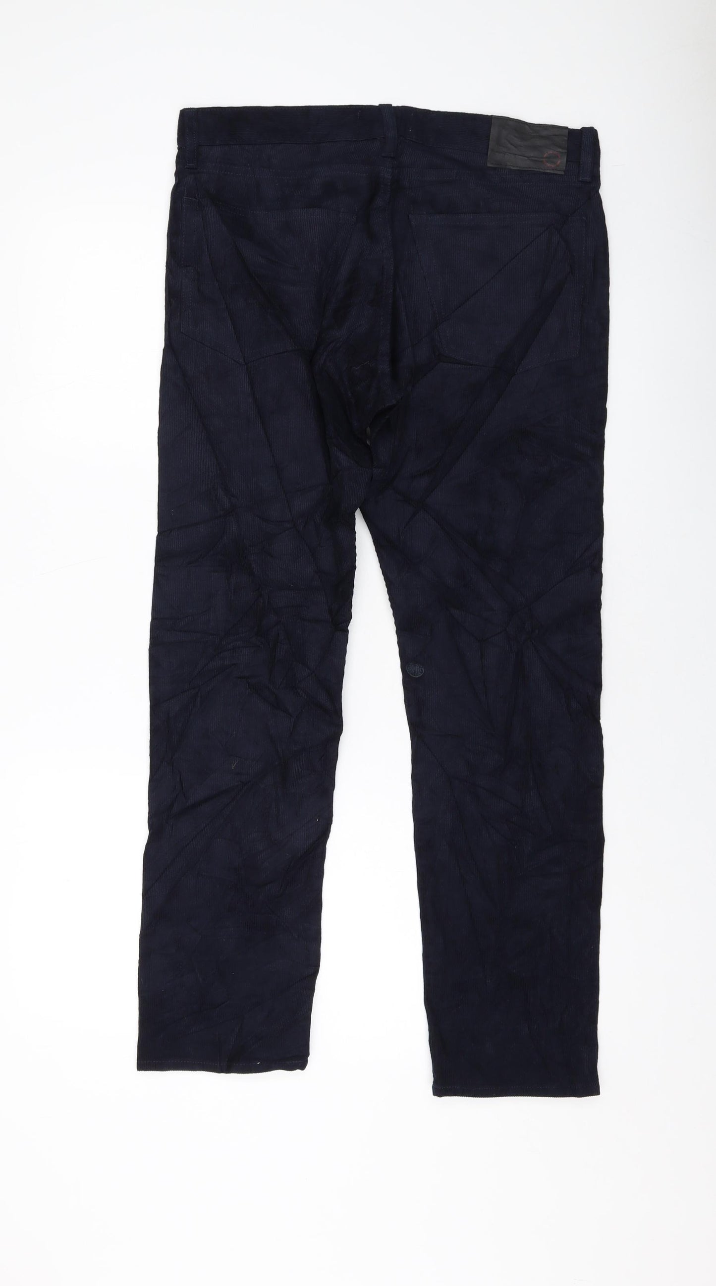 Garfield & Marks Mens Blue Cotton Trousers Size 32 in L29 in Regular Button