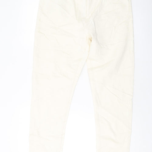 Marks and Spencer Womens Ivory Cotton Mom Jeans Size 16 L28 in Slim Button