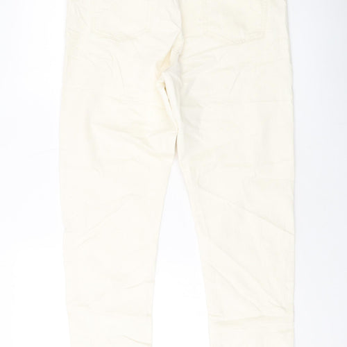 Marks and Spencer Womens Ivory Cotton Mom Jeans Size 16 L28 in Slim Button