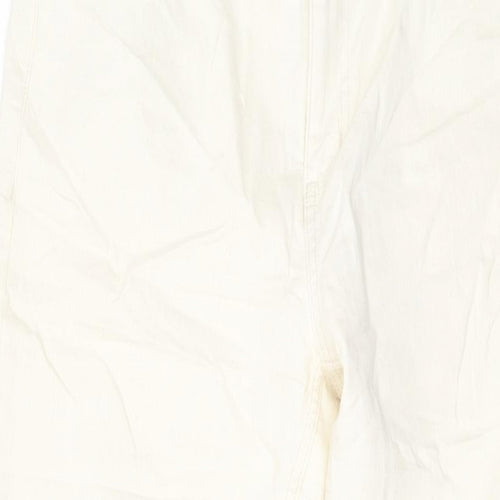 Marks and Spencer Womens Ivory Cotton Mom Jeans Size 16 L28 in Slim Button