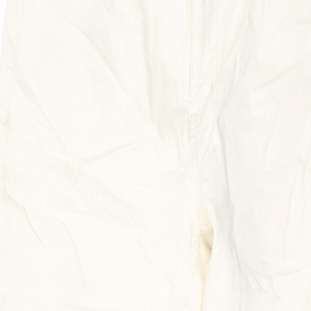 Marks and Spencer Womens Ivory Cotton Mom Jeans Size 16 L28 in Slim Button