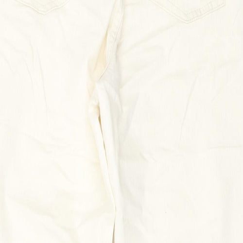 Marks and Spencer Womens Ivory Cotton Mom Jeans Size 16 L28 in Slim Button