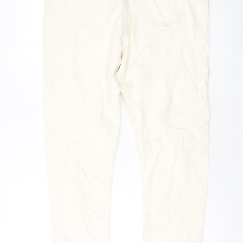 Marks and Spencer Womens Ivory Cotton Straight Jeans Size 16 L29 in Slim Button