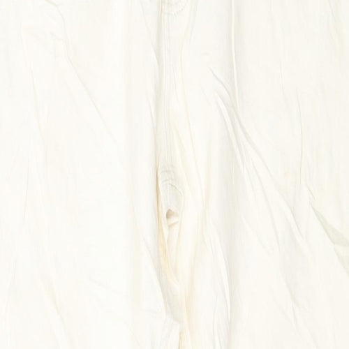 Marks and Spencer Womens Ivory Cotton Straight Jeans Size 16 L29 in Slim Button